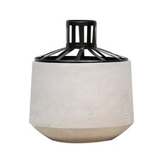 聖誕節金色金屬和水泥圓形花盆, 自然原色