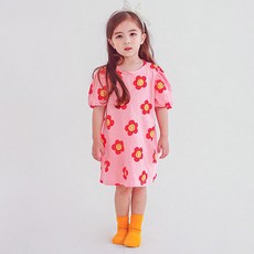 GOING KIDS 女童微笑花朵印花短袖連身裙