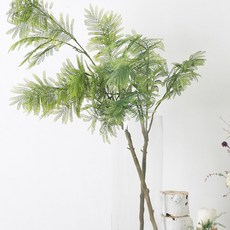 聖誕節黃金綠色假花合歡葉枝 114cm, 混色, 1個