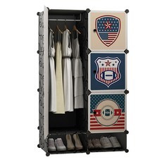 가팡 북유럽 빈티지 틈새 옷장 B, 블랙