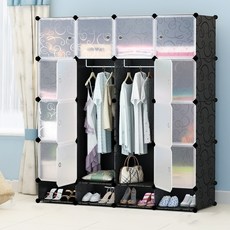 가팡 가벼운 플라스틱 조립식 옷장 S, 블랙