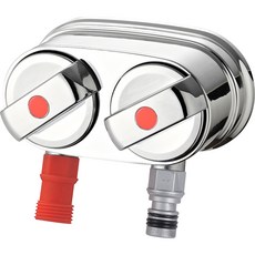 達因洗衣機雙爪水龍頭鍍鉻熱水耦合水龍頭+特氟龍膠帶套組, 1套