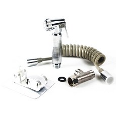 馬桶沖洗器組 合金噴槍 + 彈簧軟管 + T型閥 + 壁掛架, 1套