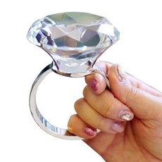 PartyBok.com 超大鑽石戒指 派對道具, 透明, 1個