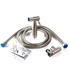 馬桶沖洗器組 不鏽鋼噴槍 + 金屬軟管 + T型閥 + 掛架, 1套