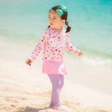 bay-b 女童花朵防曬泳衣上衣下身 + 泳帽組