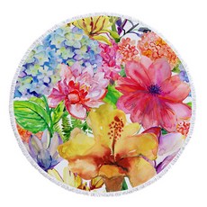 Kong K Items 花朵圓形海灘巾, E, 1個