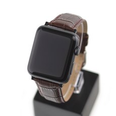 Apple Watch 3/4/5/6/SE 鱷魚紋皮革錶帶 (相容42/44mm), 棕色, 1個