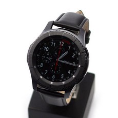 三星 Galaxy Frontier/Gear S3/Watch 3 22mm 經典皮革錶帶 GS3A02 (可相容45/46mm) + 彈簧棒 2入 + 替換工具, 黑色素面, 1套