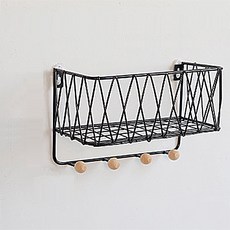 더플로우 북유럽 심플st 주방 벽 철재 선반, 블랙