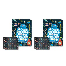 Mellow 機器人讚美貼紙 4p + 版 4p 套組, 混色, 1套