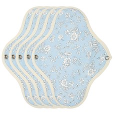 Wizlly 防水棉布衛生棉 白花藍色, L, 1片, 5片