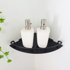 人造大理石圓角置物架, 黑色的, 一層