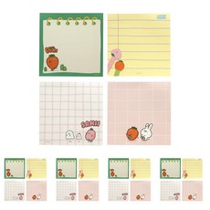 Pinkfoot 胡蘿蔔便條紙 4款 各5入, 粉色+黃色+綠色+格紋, 1組