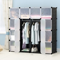 가팡 가벼운 플라스틱 조립식 옷장 W, 블랙