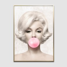 瑪麗蓮夢露 泡泡糖海報 + 鋁製畫框, 淺金色