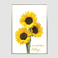 向日葵 Be Awesome Today 海報 + 鋁製畫框, 淡金色