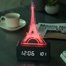 FLaITO 造型LED電子時鐘 艾菲爾鐵塔款, 黑色的