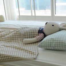 Heim&Heim 格紋蕾絲雙層棉紗毯 85*75cm, 淺棕色