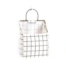 콩 Klivinghome 걸이형 수납바구니, 체크 화이트, 1개