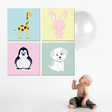 MISO eYe 免釘版畫相框4件組 動物農場, 混合色