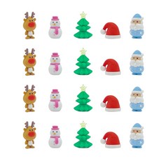 M&M教育 Mugorang 聖誕節橡皮擦 聖誕節5件組, 魯道夫, 雪人, 聖誕樹, 聖誕帽, 聖誕老人, 4套