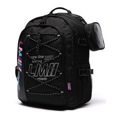 Le main 聚酯纖維 600D 半口袋後背包 + 化妝包, 黑色 + 黑色