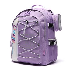 Le main 聚酯纖維 600D 半口袋後背包 + 化妝包, 粉色 + 白色