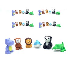 MUEM教育MUGORANG動物橡皮擦 6種組, 獅子、河馬、鱷魚、海豚、熊貓、猴子, 5套