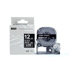 모든잉크샵 엡손 호환 라벨테이프 SD12KW, 검정바탕 + 흰색글씨, 12mm