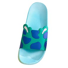 I Love Home 乳牛圖案女性室內浴室拖鞋, 綠色, 1個