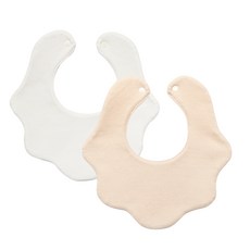 AVAUMA 波浪圍兜組, 白色+淺褐色, 2入