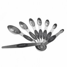 不鏽鋼雙面量匙 8種組 黑色, 1套