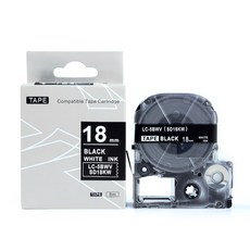 모든잉크샵 엡손 호환 라벨테이프 18mm SD18KW, 검정바탕 + 흰색글자, 8m
