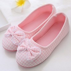 蝴蝶格紋橡膠底室內拖鞋, 粉紅色