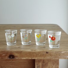 썸머플라워 유리 60ml 소주잔 4종 세트, 동백, 튤립, 라일락, 민들레, 1세트
