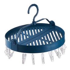 北歐風可折疊多功能襪夾曬衣架 海軍藍, 1個