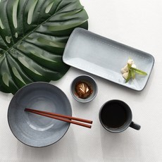 프렐류드 카프리 1인 면기세트 4p, 에메랄드블루, 면기 + 머그 + 레머킨 + 직사각접시