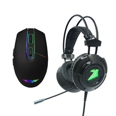 아마겟돈 뉴크9 게이밍 헤드셋 + 레이븐3 마우스 세트, 블랙