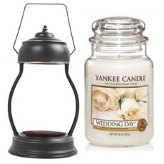 YANKee CANDLe 大罐香氛蠟燭 + 融蠟燈 + 燈泡 2入組合, 融蠟燈(復古黑), 蠟燭(婚禮日)