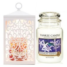 洋基蠟燭大爵士 + 滾動蠟燭加熱器 + 燈泡 2 件套, 暖色（白色），蠟燭（午夜茉莉）