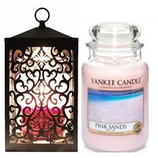 YANKee CANDLe 大蠟燭罐 + 捲軸融蠟燈 + 燈泡 2入組, 粉紅沙灘, 捲軸黑