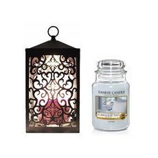 YANKEE CANDLE 蠟燭 L號+定時加熱簍空造型燭燈+燈泡組 2入, 暖器（黑色），蠟燭（Arkham & Quiet Place）