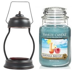 洋基蠟燭大爵士 + 蠟燭加熱器 + 燈泡 2 件套, 暖器（古黑），蠟燭（巴哈馬微風）