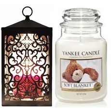YANKEE CANDLE 造型融燭燈+香氛蠟燭 L號+燈泡 2入, 取暖器（黑色）、蠟燭（軟毯）
