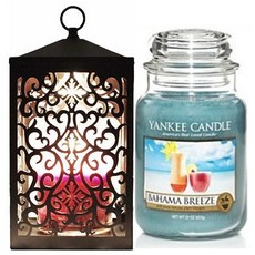 洋基蠟燭大爵士 + 滾動蠟燭加熱器 + 燈泡 2 件套, 溫暖（黑色），蠟燭（巴哈馬微風）