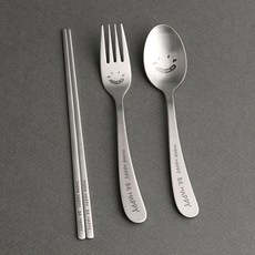 孩童Think Happy Be Happy字樣湯匙+筷子+叉子, 幼子款, 1組