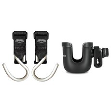 THEMOTHER S型金屬推車掛勾 2入+推車杯架, 銀色(掛勾)+黑色(杯架), 1組