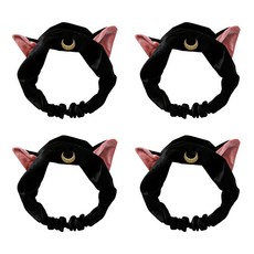 Block Mart 貓耳洗臉髮帶, 黑色, 4個