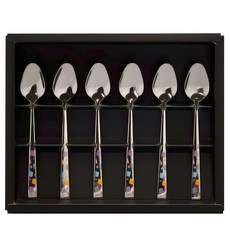TABLEART 韓國製彩虹方形茶匙 6入 + 收納盒, 混合色, 1套